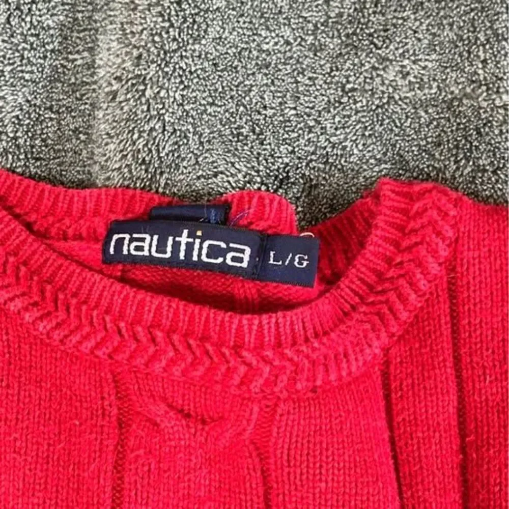 Vintage Nautica Knit Sweater - Large, Red